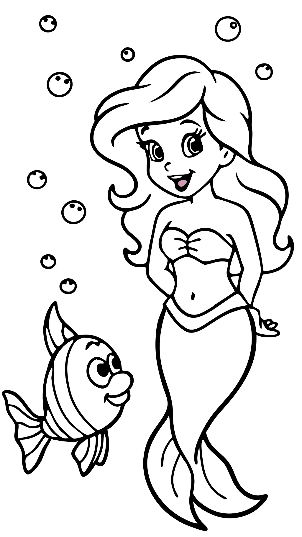 flounder and ariel coloring pages